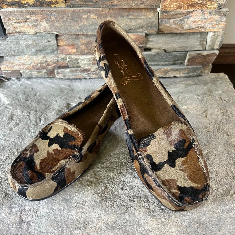 Aerosoles Nu Day Leather Camo Calf Hair Slip On Shoes 10 New - Picture 1 of 6